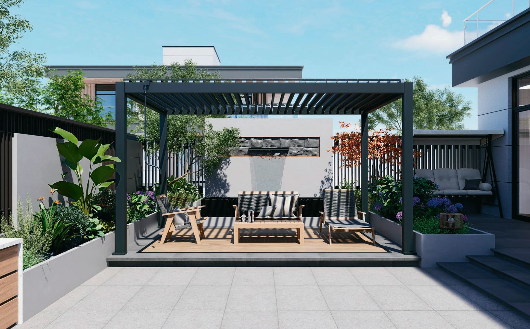 Bioclimatic aluminum pergola