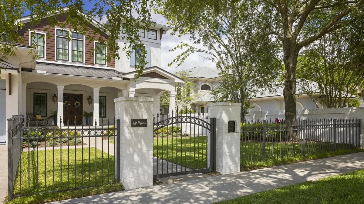 Residential exterior project with a defined boundary fence