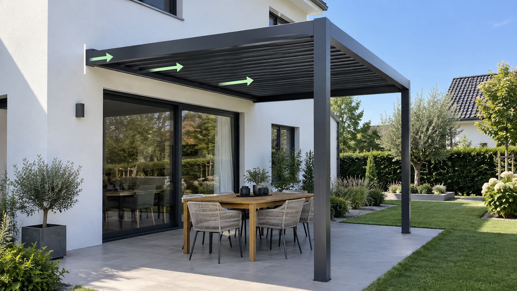 Single-side wall mounted aluminum pergola