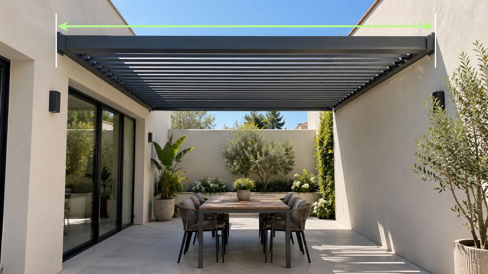 Two-side wall mounted aluminum pergola