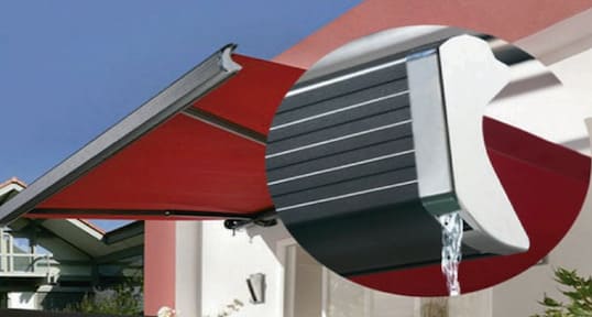 Folding arm joint hinge and tension structure of a full cassette awning