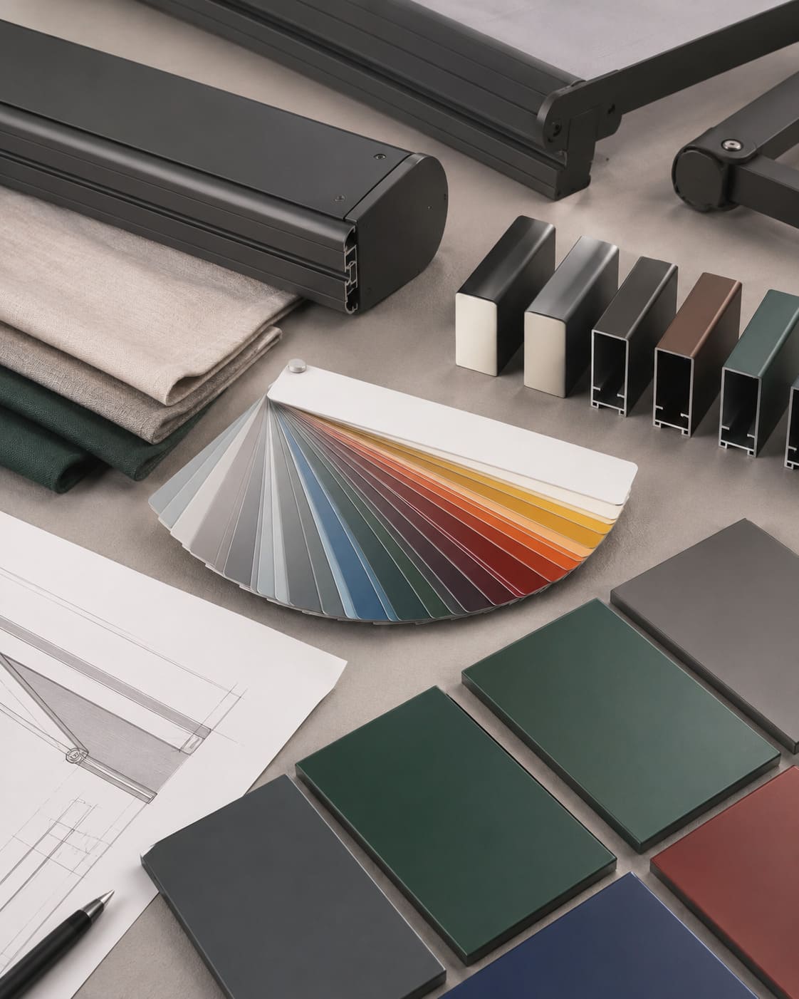 Custom RAL color selection for aluminum awning frame
