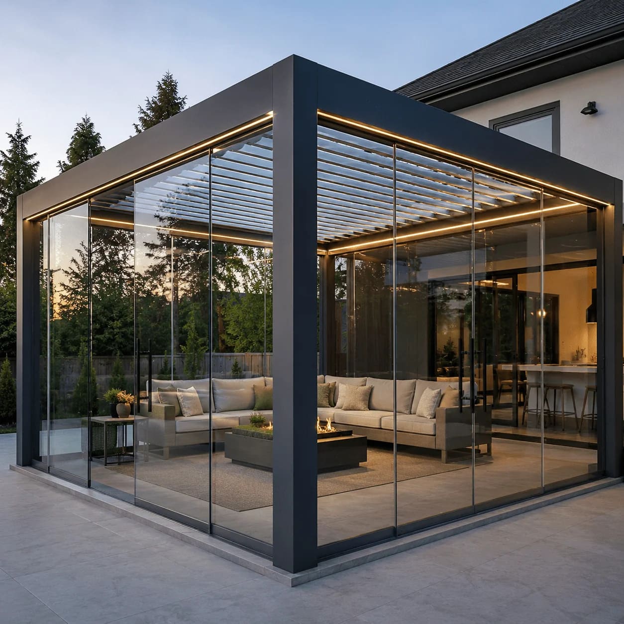 Valuno aluminum pergola with glass
